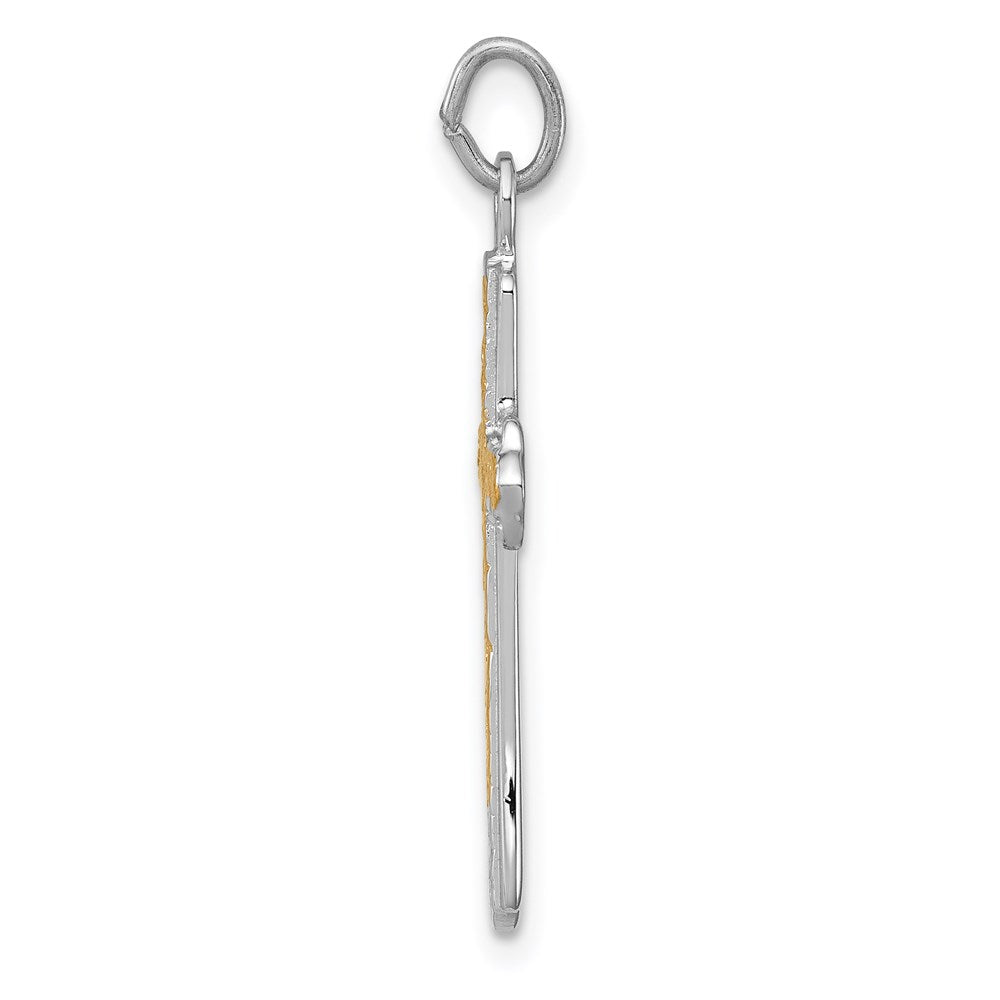 Sterling Silver Platinum-plated & 18k Gold-plated Cross Charm