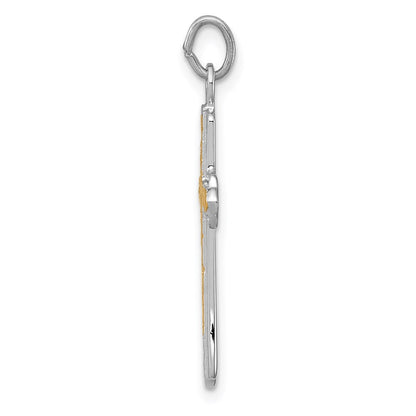 Sterling Silver Platinum-plated & 18k Gold-plated Cross Charm