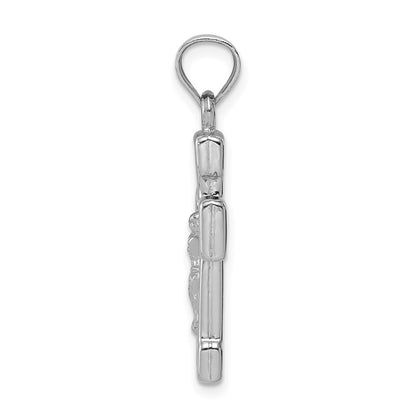 Sterling Silver Rhodium-plated Hollow Latin Crucifix Pendant