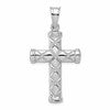 Sterling Silver Rhodium-plated Hollow Latin Cross Pendant