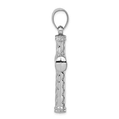 Sterling Silver Rhodium-plated Hollow Latin Cross Pendant