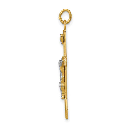 Sterling Silver Platinum-plated & 18k Gold-plated Crucifix Pendant