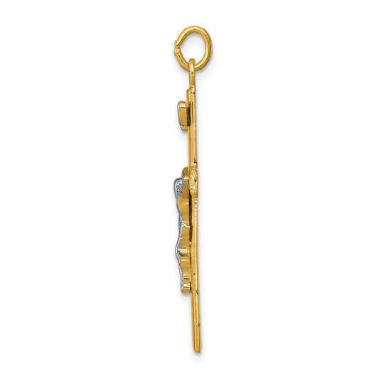 Sterling Silver Platinum-plated & 18k Gold-plated Crucifix Pendant