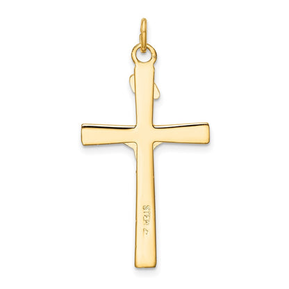 Sterling Silver Platinum-plated & 18k Gold-plated Crucifix Pendant