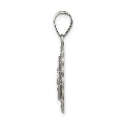 Sterling Silver & CZ Antiqued Blessed Mother Pendant