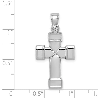 Sterling Silver Rhodium-plated Hollow Reversible Cross Pendant