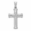Sterling Silver Rhodium-plated Diamond -cut Reversible Cross Pendant