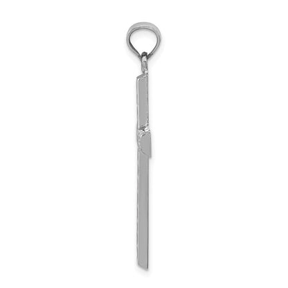 Sterling Silver Rhodium-plated Diamond Cut Cross Pendant