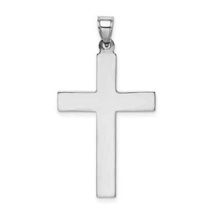 Sterling Silver Rhodium-plated Diamond Cut Cross Pendant