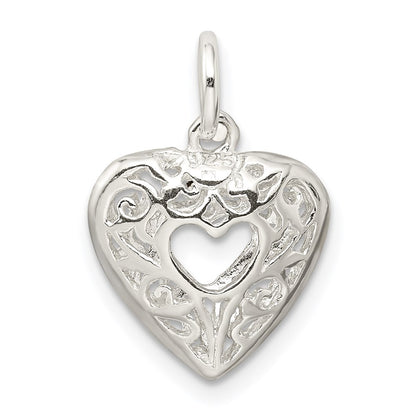 Sterling Silver Filigree Heart Charm