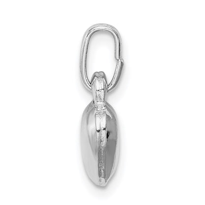 Sterling Silver Rhodium Plated Puffed Heart Charm
