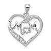 Sterling Silver Rhodium-plated MOM CZ Heart Pendant