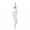 Sterling Silver White Enamel Italian Horn Pendant
