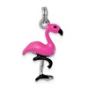 Sterling Silver Rhodium-plated Hot Pink & Black Enameled Flamingo Charm