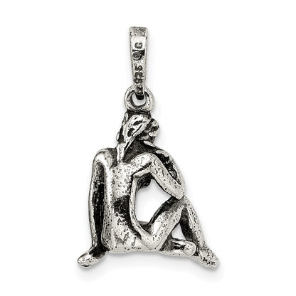 Sterling Silver Antiqued Virgo Zodiac Pendant