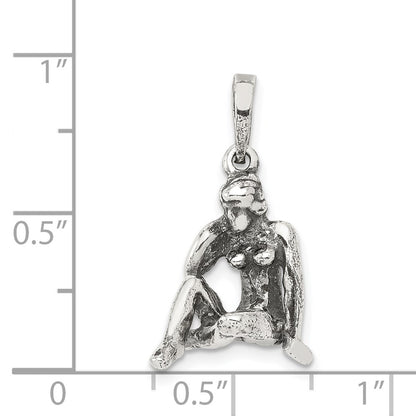 Sterling Silver Antiqued Virgo Zodiac Pendant