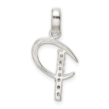 Sterling Silver CZ Letter P Initial Pendant