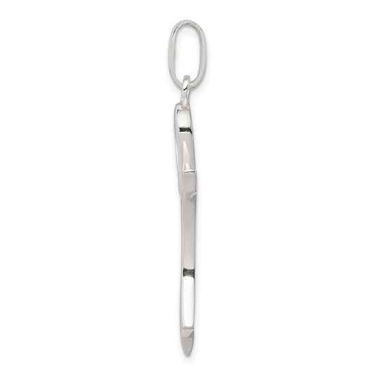 Sterling Silver Polished Heart Cross