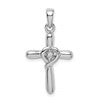 Sterling Silver Rhodium-plated White CZ Heart Cross Pendant