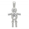Sterling Silver Rhodium-plated CZ & April Glass Boy Pendant