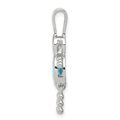 Sterling Silver Rhodium-plated CZ & December Glass Boy Pendant