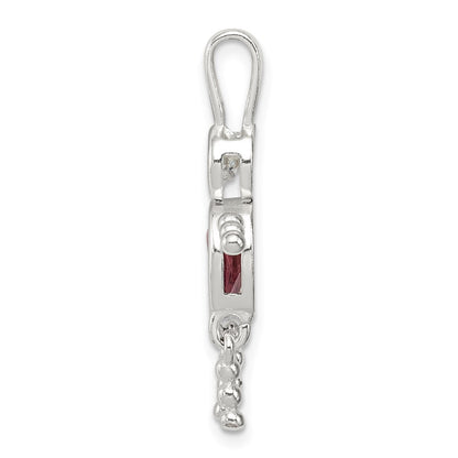 Sterling Silver Rhodium-plated CZ & June Glass Boy Pendant