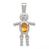 Sterling Silver Rhodium-plated CZ & November Glass Boy Pendant