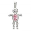Sterling Silver Rhodium-plated CZ & October Pink CZ Boy Pendant
