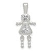 Sterling Silver Rhodium-plated CZ & April Glass Girl Pendant