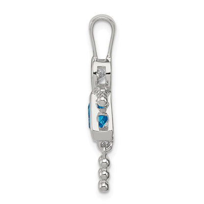 Sterling Silver Rhodium-plated CZ & December Glass Girl Pendant