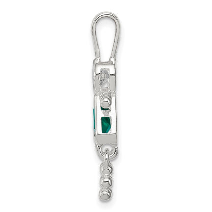 Sterling Silver Rhodium-plated CZ & May Glass Girl Pendant