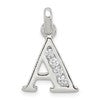 Sterling Silver White CZ Letter A Initial Pendant