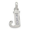 Sterling Silver White CZ Letter J Initial Pendant
