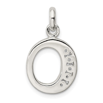 Sterling Silver White CZ Letter O Initial Pendant