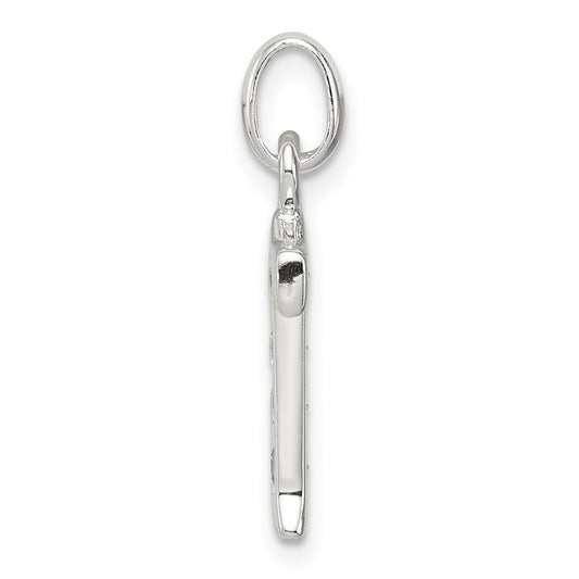 Sterling Silver White CZ Letter T Initial Pendant