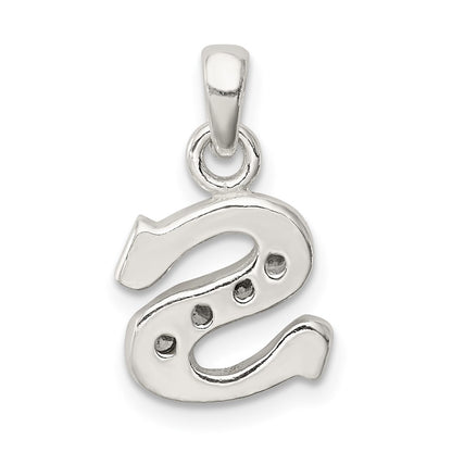 Sterling Silver CZ Letter S Initial Pendant