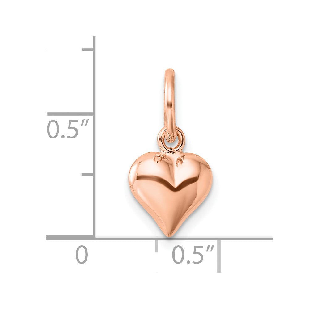 Sterling Silver Rose-tone Polished Puffed Heart Pendant