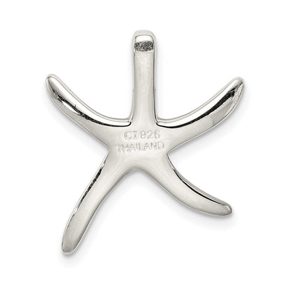 Sterling Silver Rhodium-plated Polished Sea Star Chain Slide