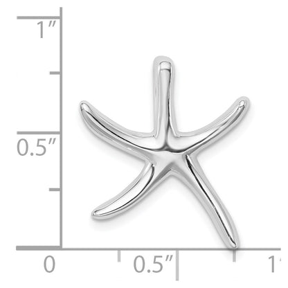 Sterling Silver Rhodium-plated Polished Sea Star Chain Slide