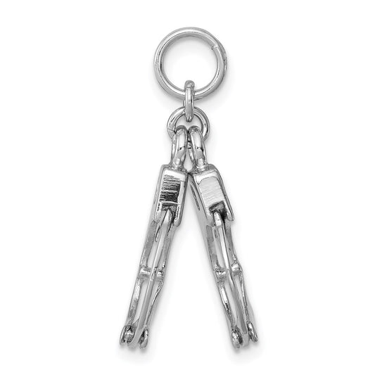 Sterling Silver Rhodium-platedPolished Movable Handcuffs Charm