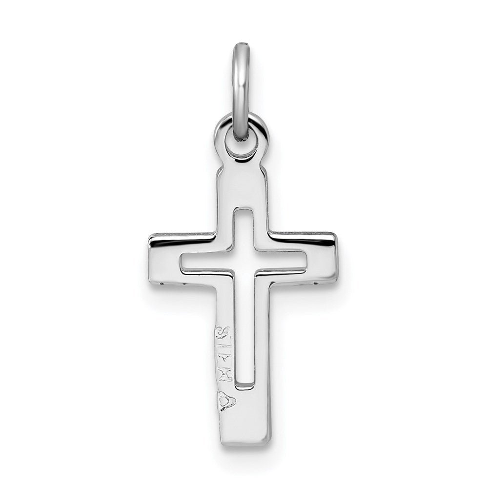 Sterling Silver Platinum-plated Cross Pendant