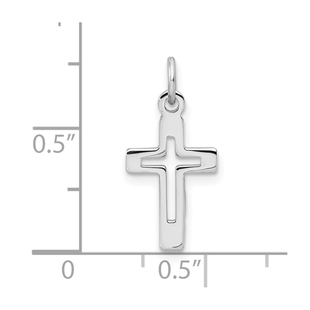 Sterling Silver Platinum-plated Cross Pendant