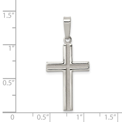 Sterling Silver Polished and Matte Finish Cross Pendant