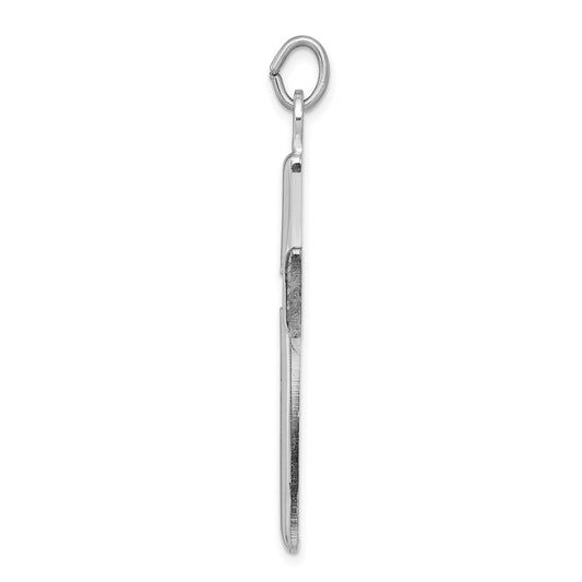 Sterling Silver Platinum-plated Polished and Satin Cross Pendant
