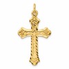 Sterling Silver Gold-tone Polished and D/C  Cross Pendant