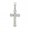 Sterling Silver Polished and Texture Center Finish Cross Pendant