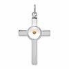 Sterling Silver Platinum-plated Polished & Epxy Cross w/Mustard Seed Pendan
