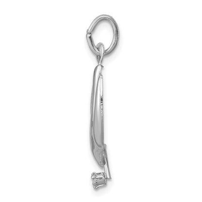 Sterling Silver Platinum-plated Polished Dove with CZ Pendant