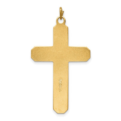 Sterling Silver Platinum-plated Satin/Polished Vermeil Corpus Cross Pendant
