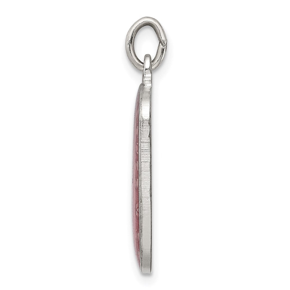 Sterling Silver Pink Enamel Square St. Christopher Medal Pendant